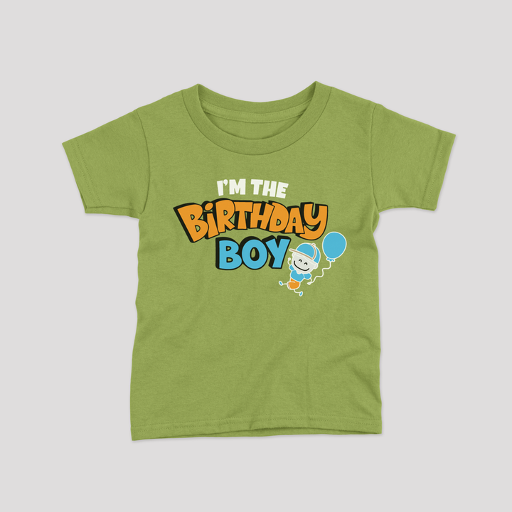 Pista green color kids tshirt with I'm the Birthday Boy print 