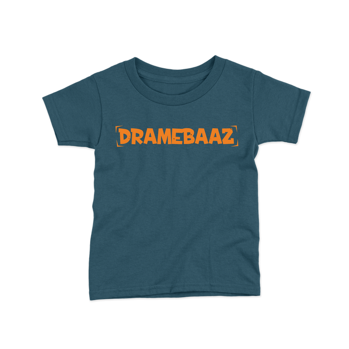 teal blue color with dramebaaz print kids tshirt 