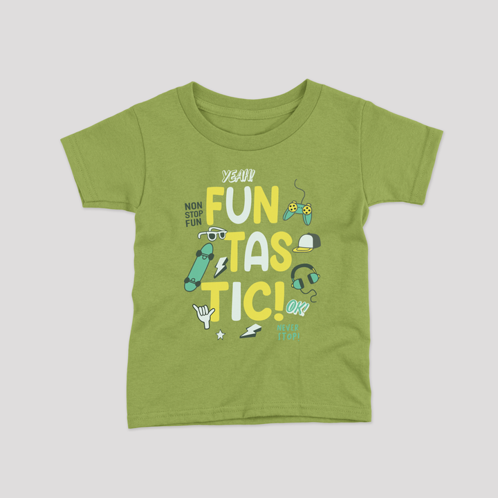 Funtastic print with pista color kids tshirt image  