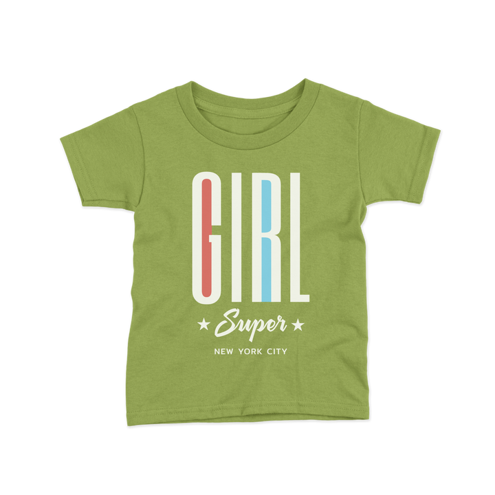 Pista green color with girl super printed kids tshirt 