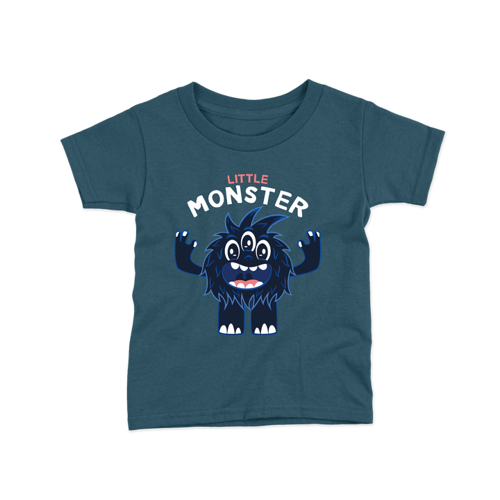 little monster graphic teal blue tshirt 