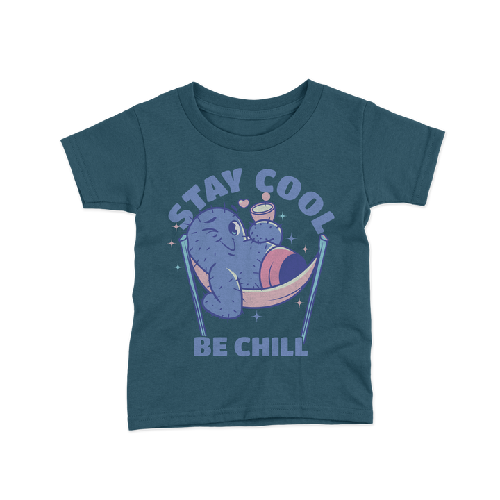 teal blue color stay cool be chill print kids tshirt 