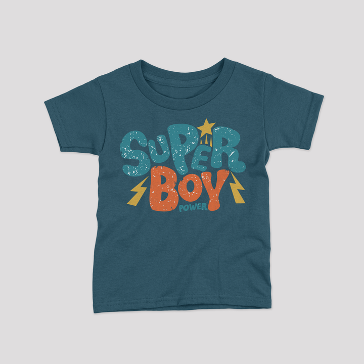 super boy power graphic regular kids tshirt 