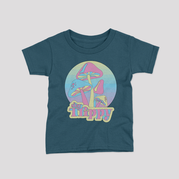 trippy front side teal blue color kids tshirt 